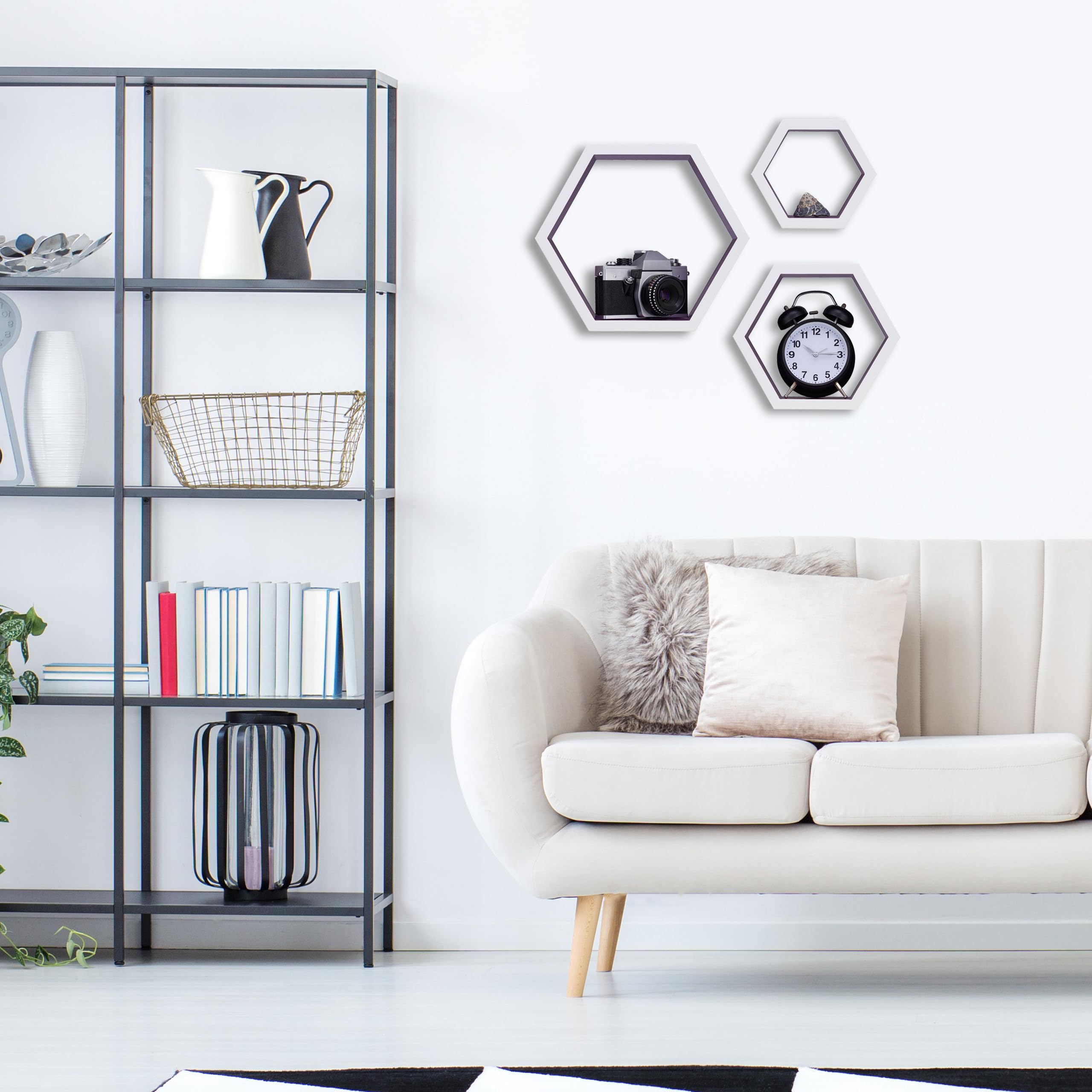 relaxdays-wandregale-sechseckig-3er-set-mdf-wei-lila image 2