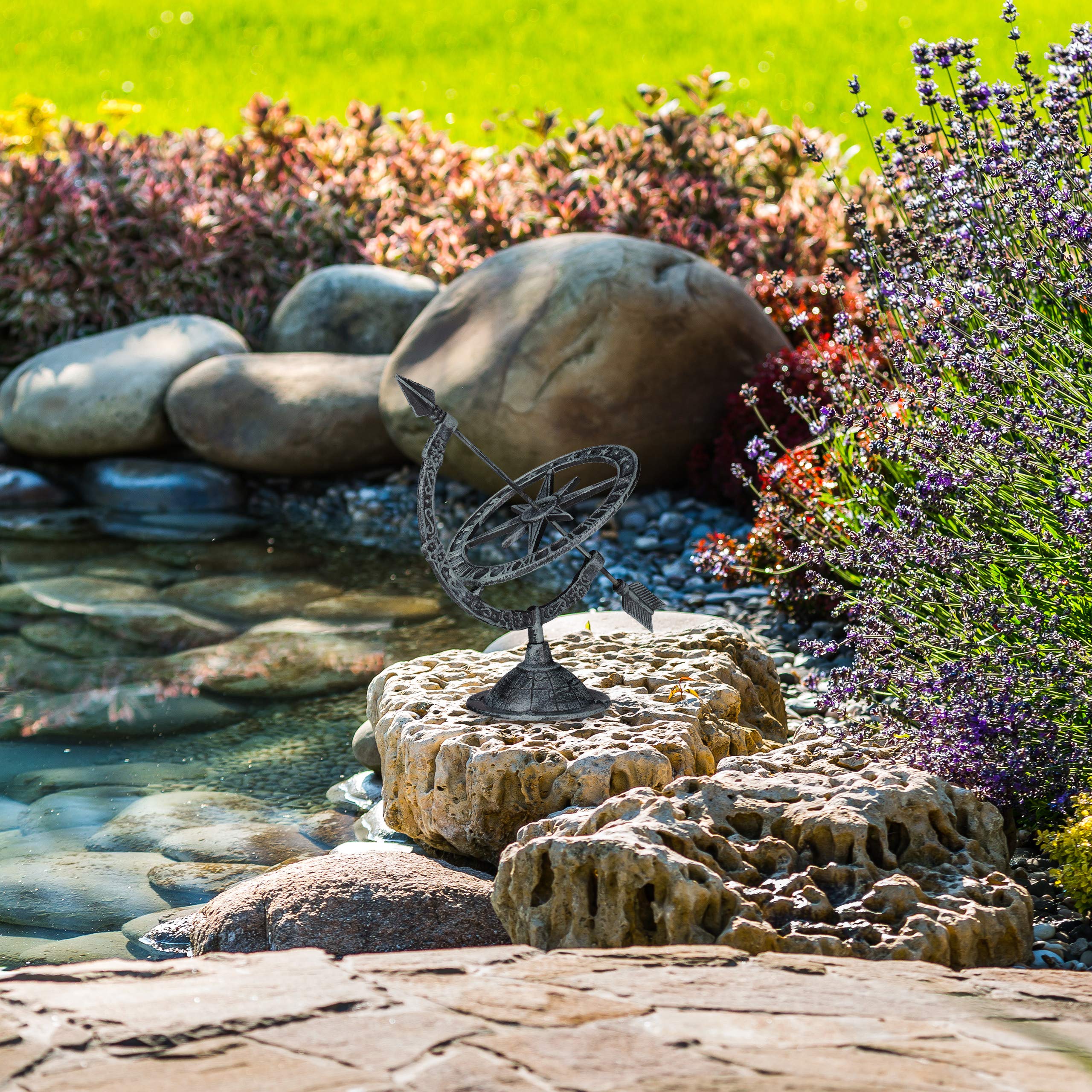 relaxdays-sonnenuhr-garten-gusseisen-antik-grau image 2