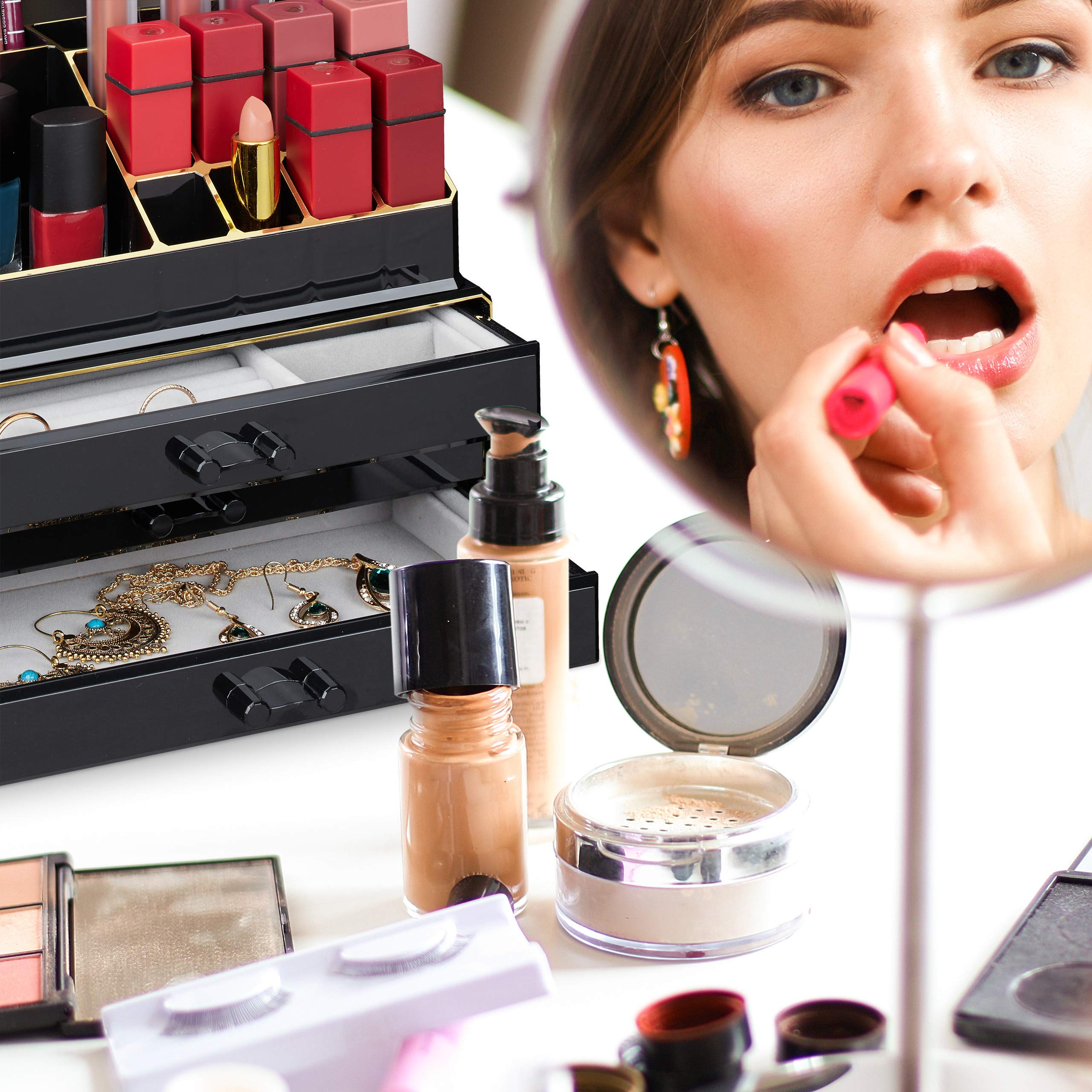 relaxdays-make-up-organizer-2-teilig-mit-schmuckk-stchen-3-schubladen-schwarz-go image 3