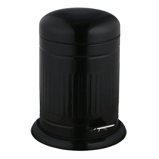 relaxdays-treteimer-3-liter-retro-metall-schwarz image 1