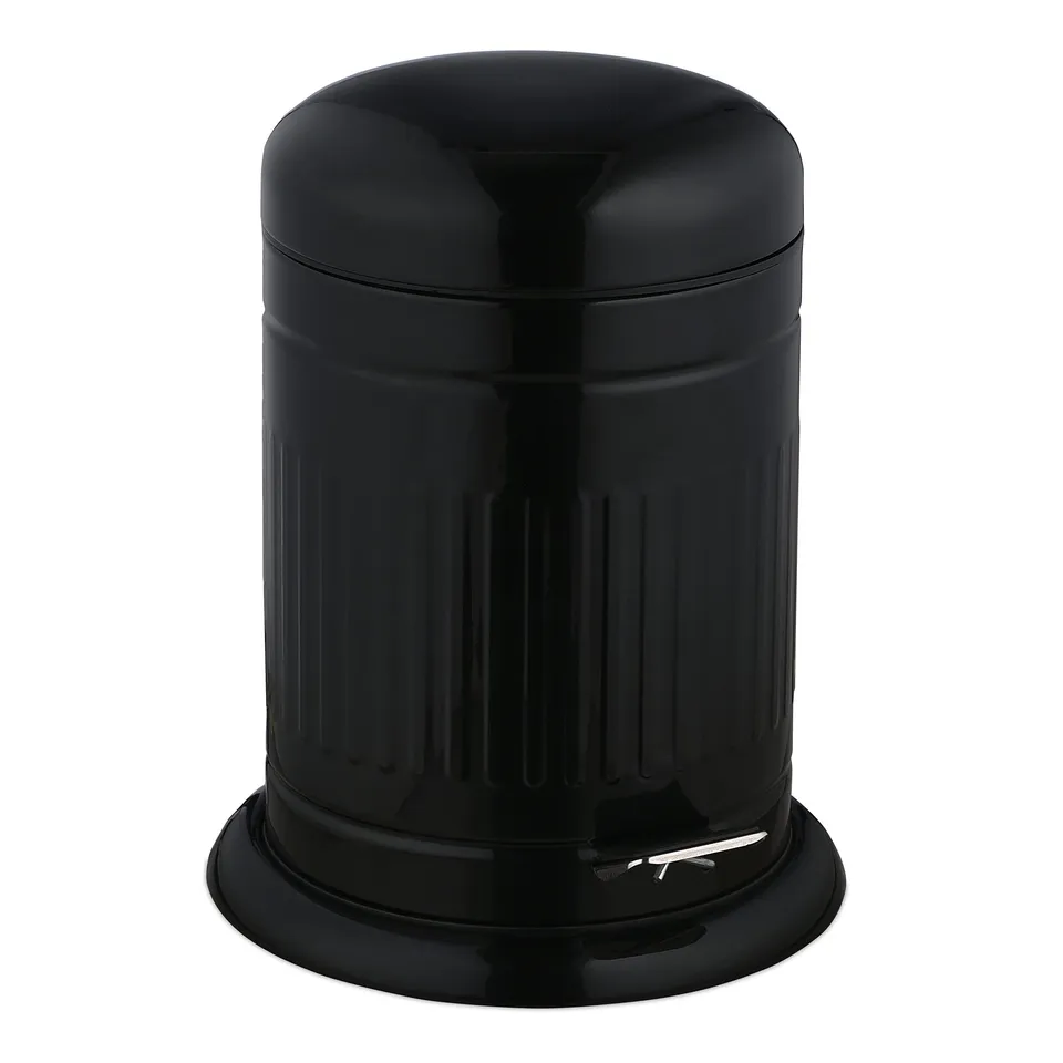 relaxdays-treteimer-3-liter-retro-metall-schwarz image 1