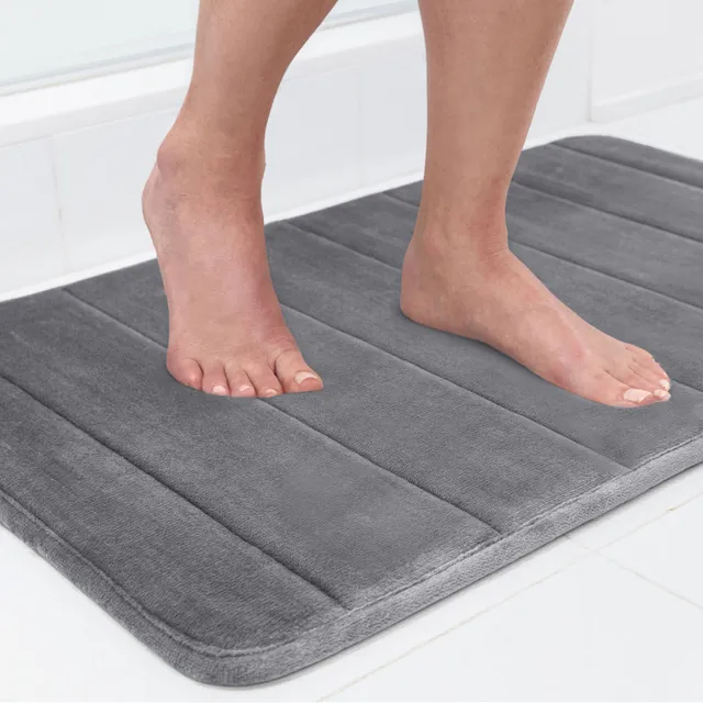 gorilla-grip-striped-bath-rug-memory-badematte-memory-foam-samt image 1