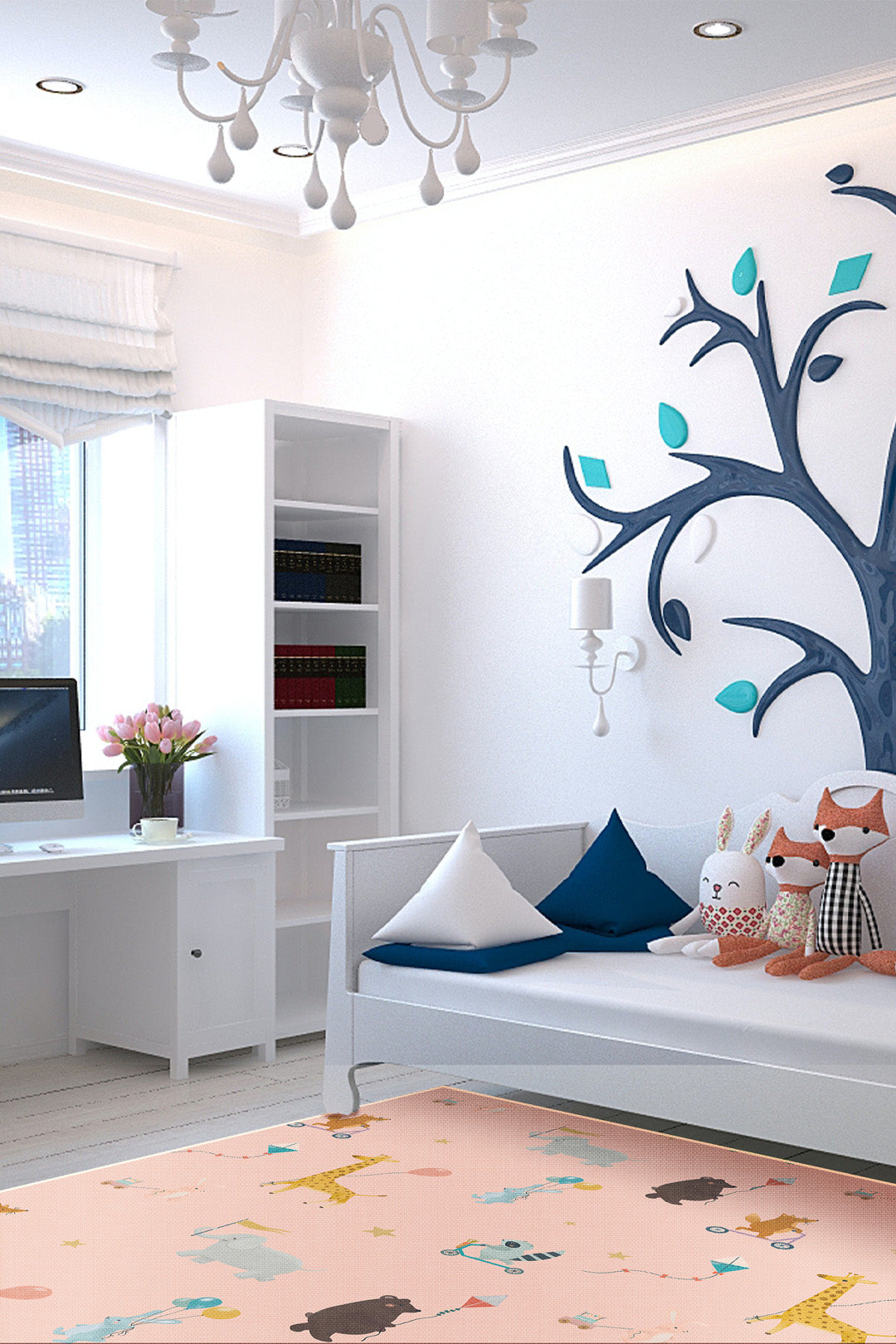 teppana-tierischer-zirkus-teppich-waschbarer-kinder-teppich-in-creme image 4