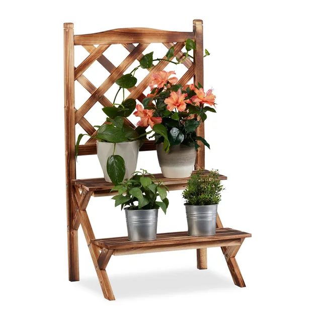 relaxdays-blumentreppe-mit-rankgitter-89x51x40-cm-gebrannt-2-ebenen image 1