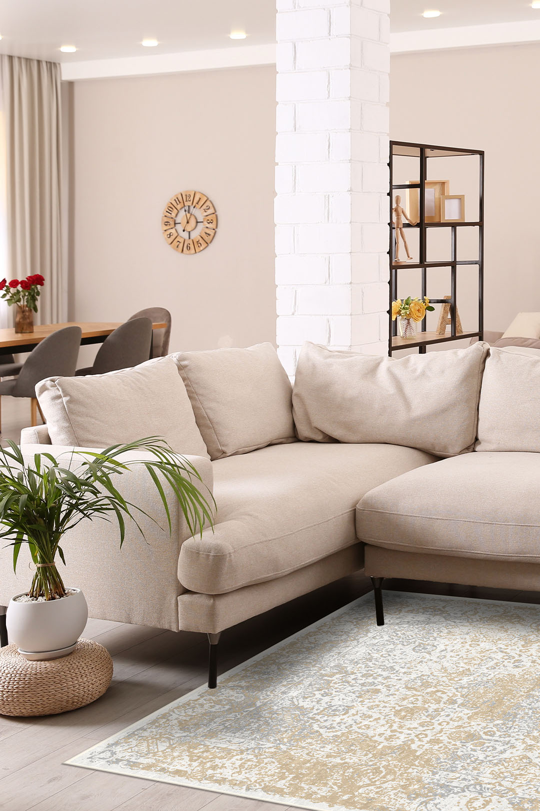 teppana-fiona-creme-teppich-waschbarer-klassik-teppich-beige-grau image 4