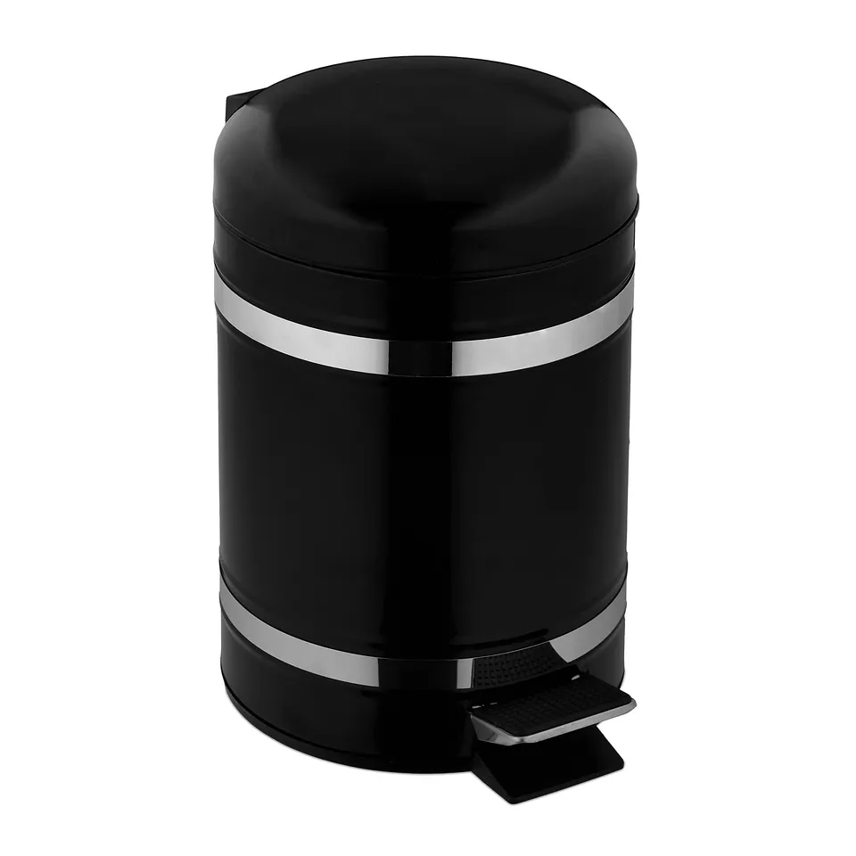 relaxdays-kosmetikeimer-3-liter-tretm-lleimer-schwarz-metall image 1