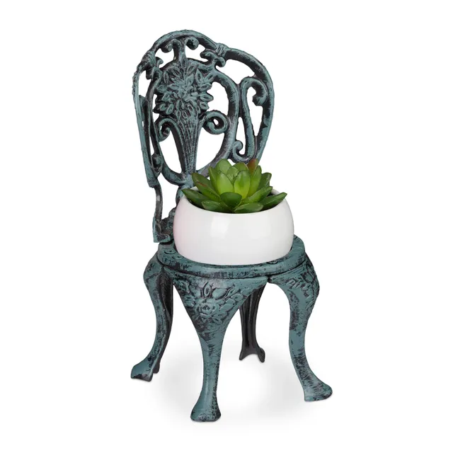 relaxdays-mini-blumenbank-gusseisen-vintage-dunkelgr-n-24-x-11-x-14-cm image 1