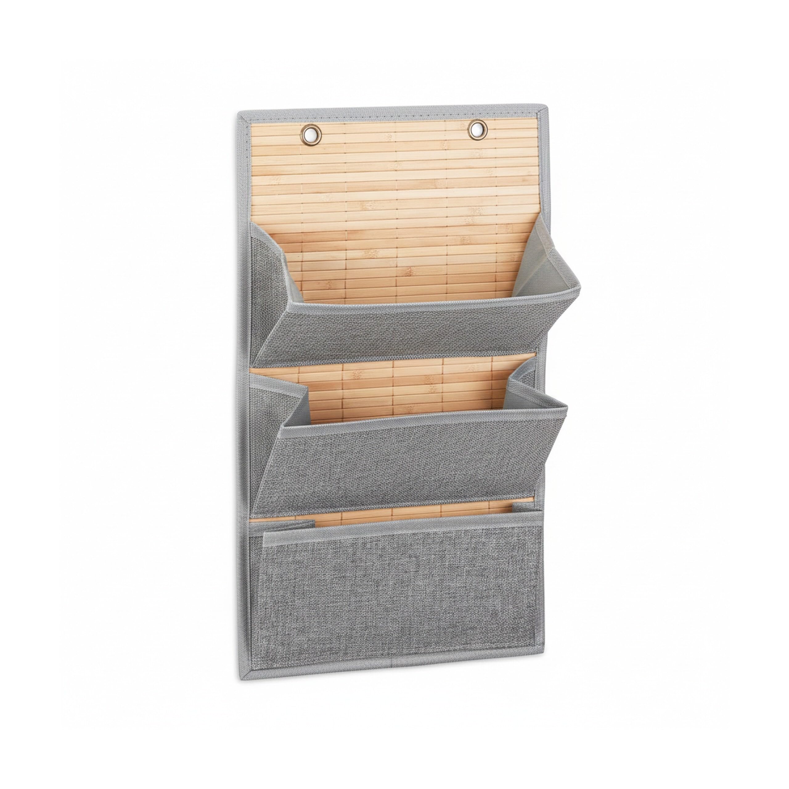 relaxdays-wandorganizer-bambus-h-ngeaufbewahrung-mit-3-f-chern-grau image 8