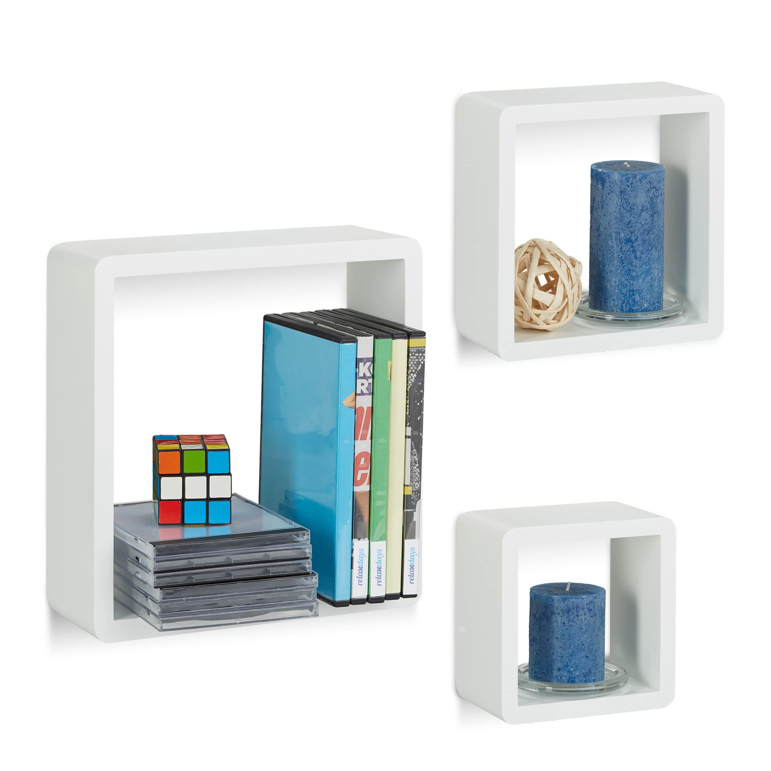 relaxdays-wandregal-cube-3er-set-mdf-weiss-27-x-27-cm image 1