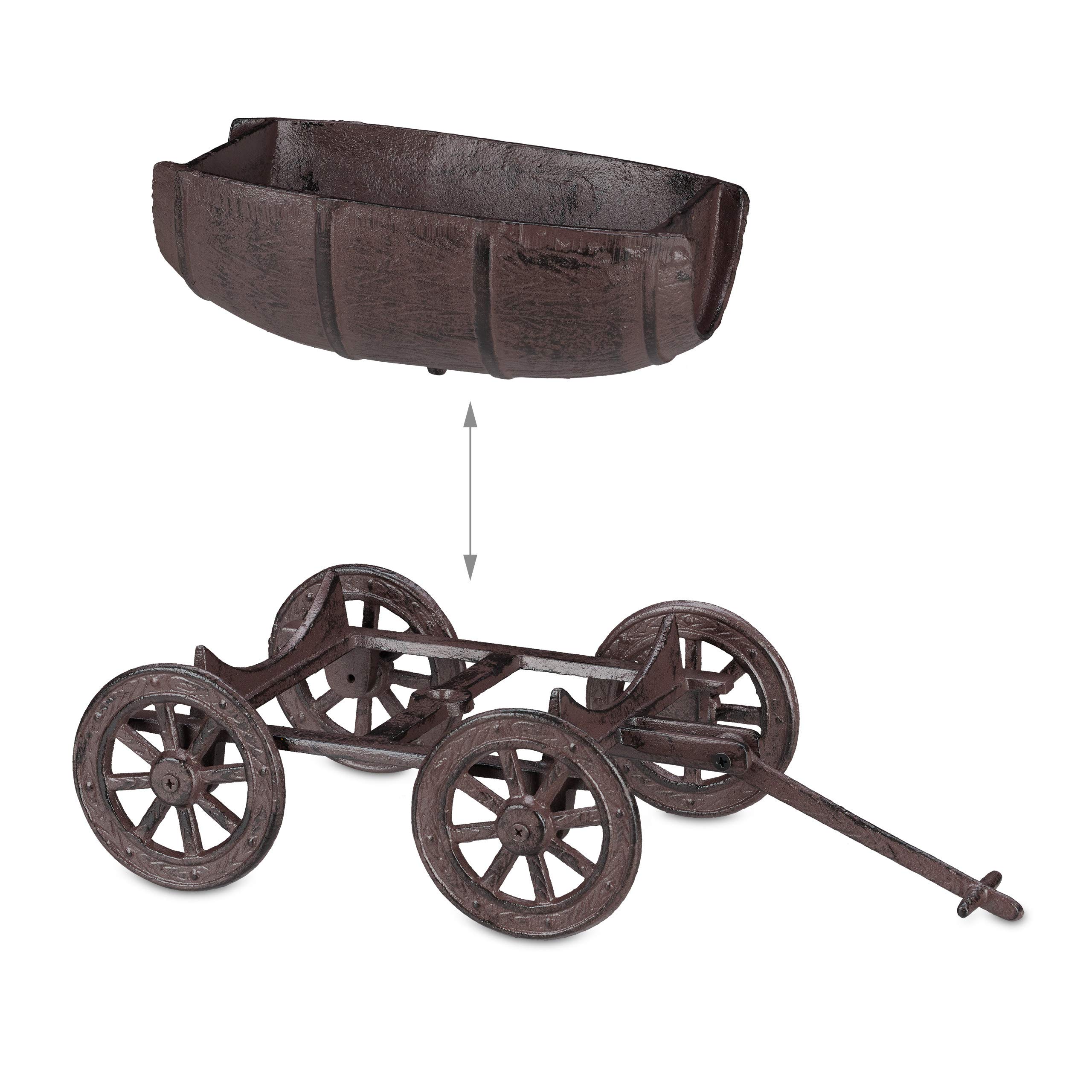 relaxdays-pflanzfass-halbes-weinfass-auf-karren-gusseisen-18-x-20-x-29-cm-braun image 6
