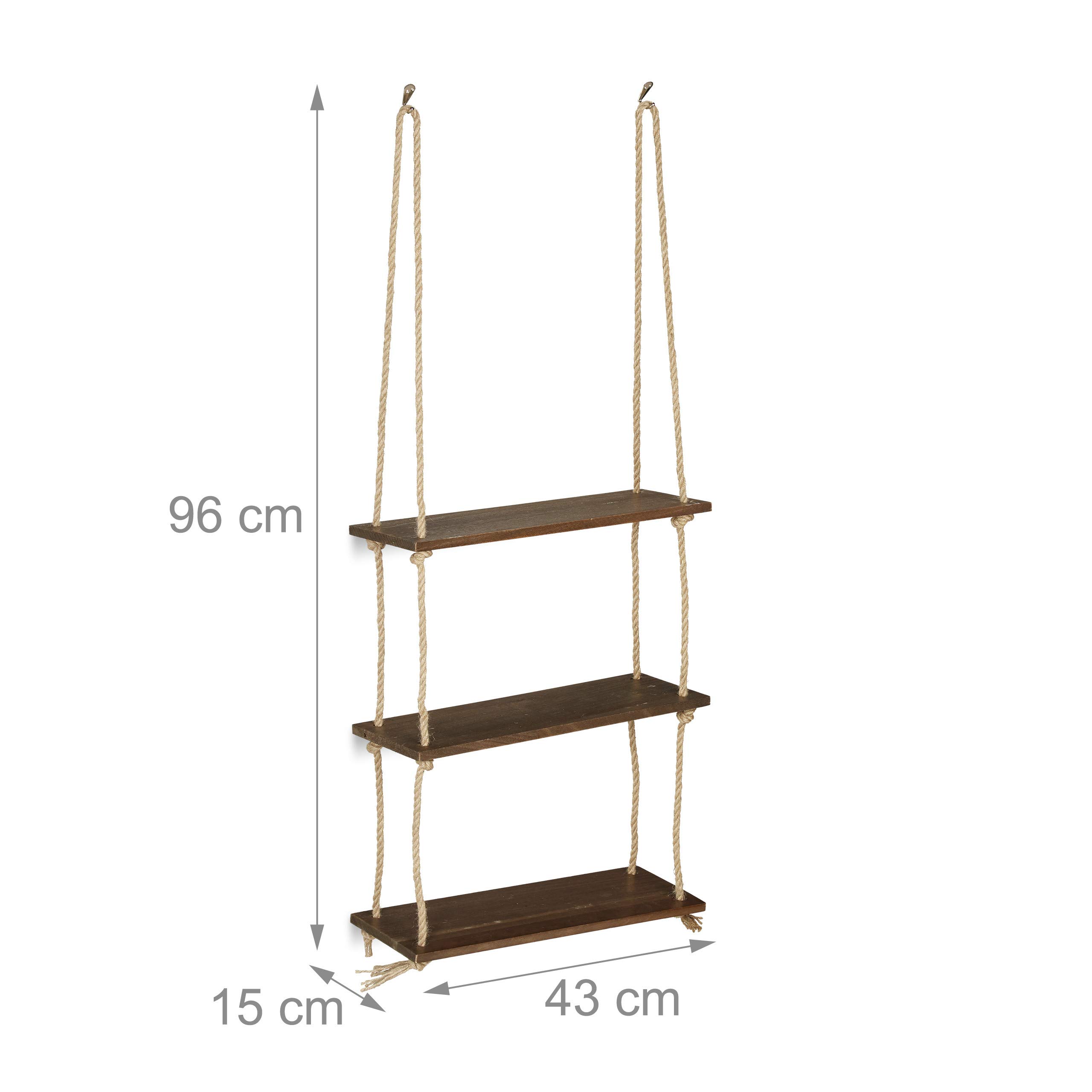 relaxdays-h-ngeregal-holz-3-ablagen-seil-96x43x15-cm-braun image 3