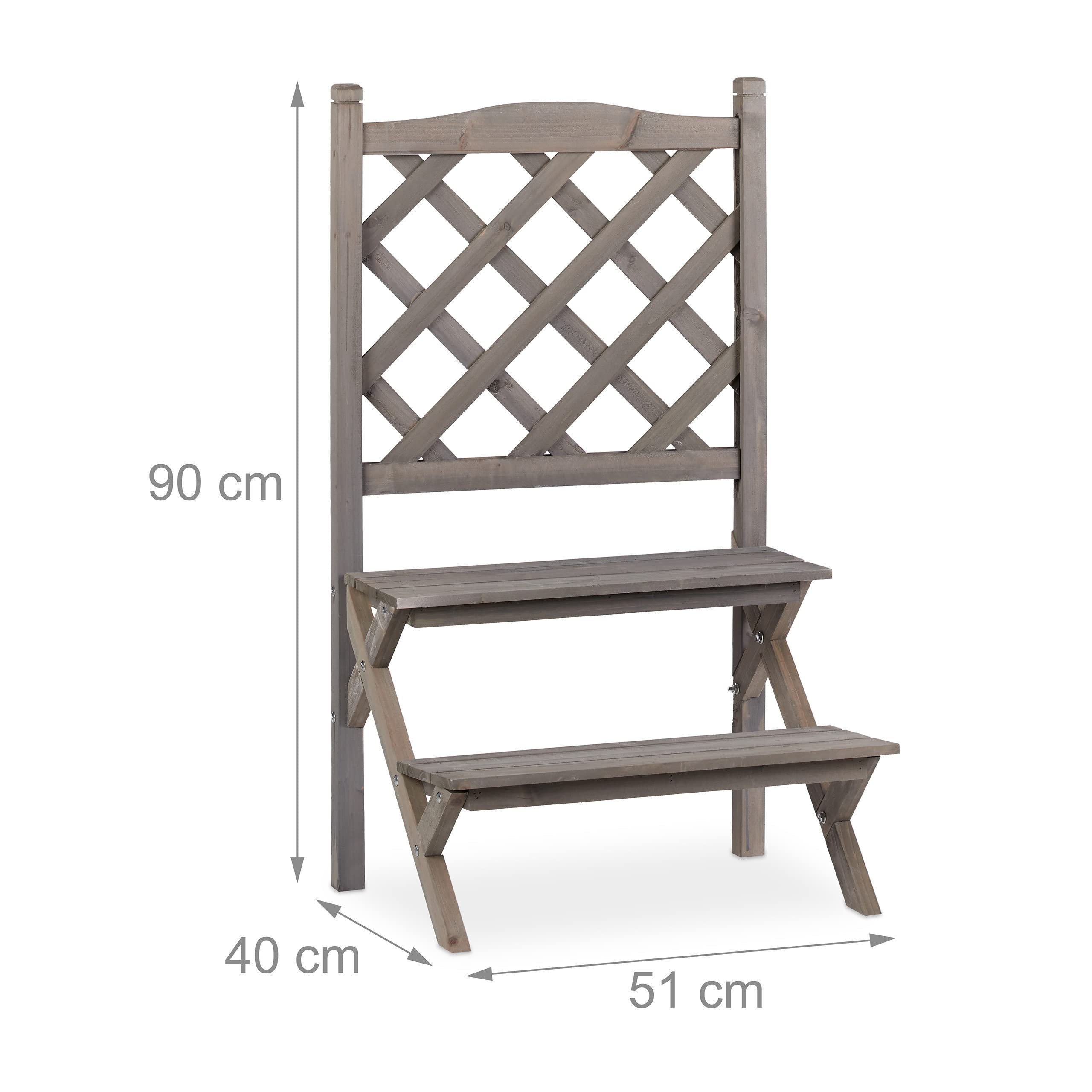 relaxdays-blumentreppe-holz-mit-rankgitter-2-stufen-90x51x40-cm-grau image 4