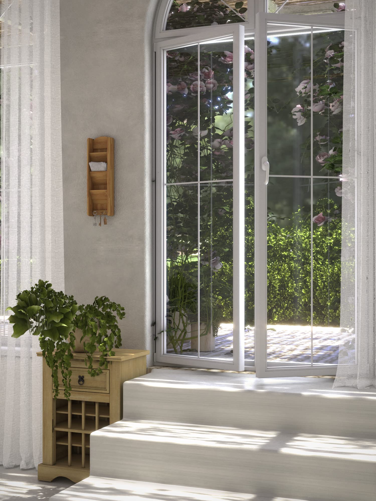 relaxdays-schl-sselbrett-bambus-mit-ablage-3-haken-natur image 2