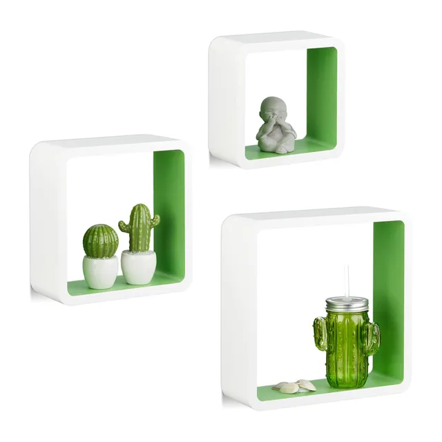 relaxdays-h-ngeregal-cube-3er-set-mdf-wei-gr-n-quadratisch image 1