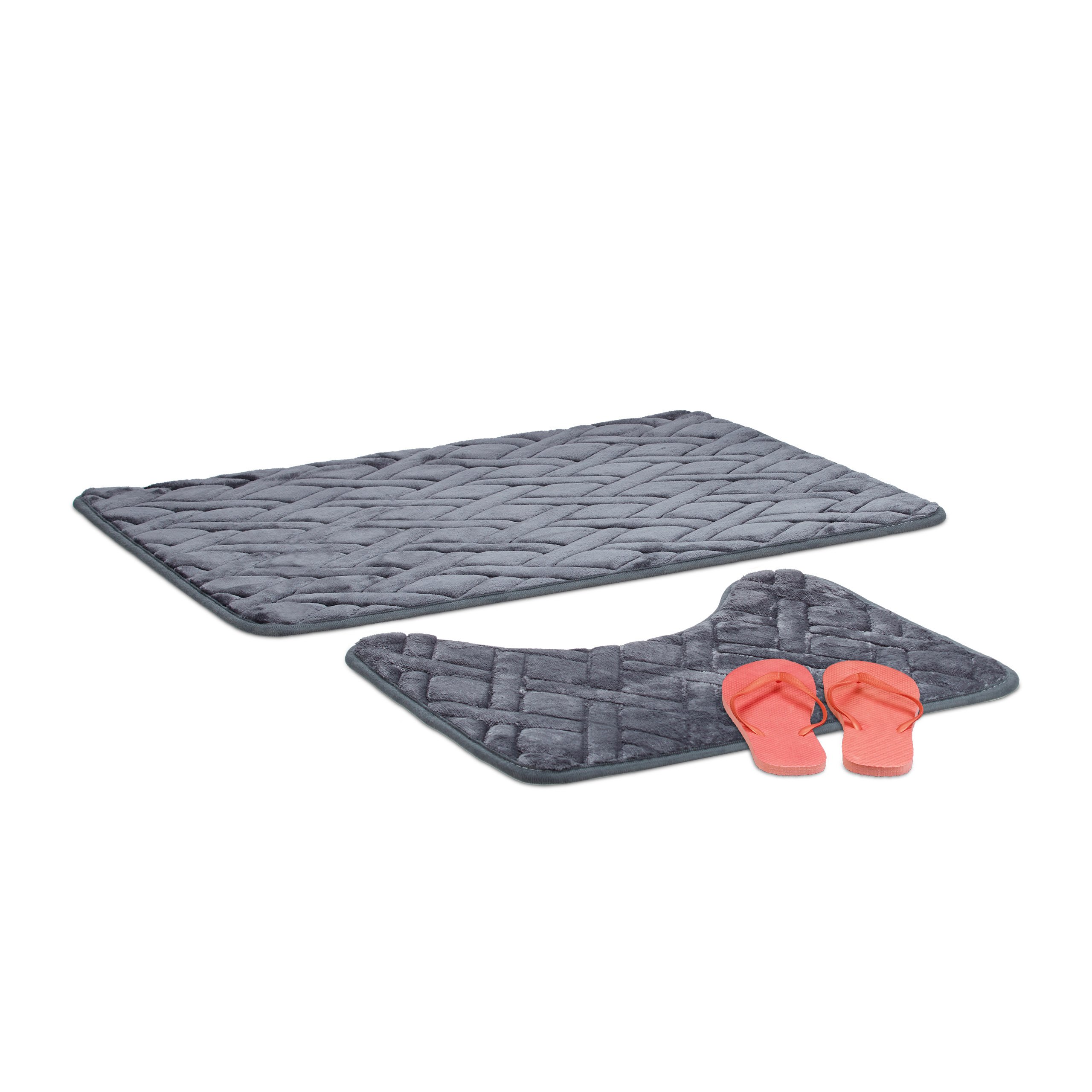 relaxdays-badematten-set-2-teilig-anthrazit-memory-schaum-50-x-70-cm-wc-vorleger image 1