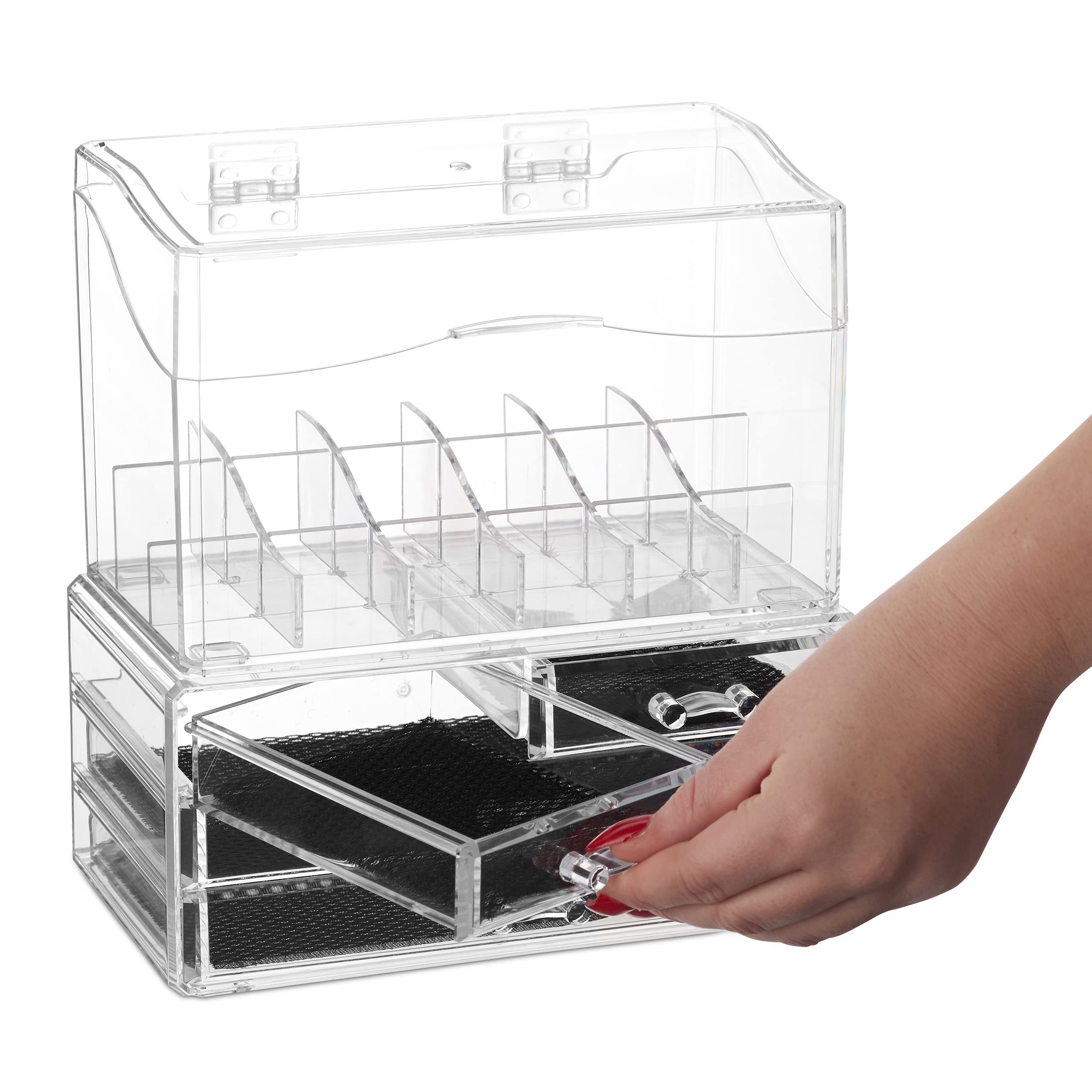 relaxdays-make-up-organizer-acryl-mit-4-schubladen-und-deckel-transparent image 7
