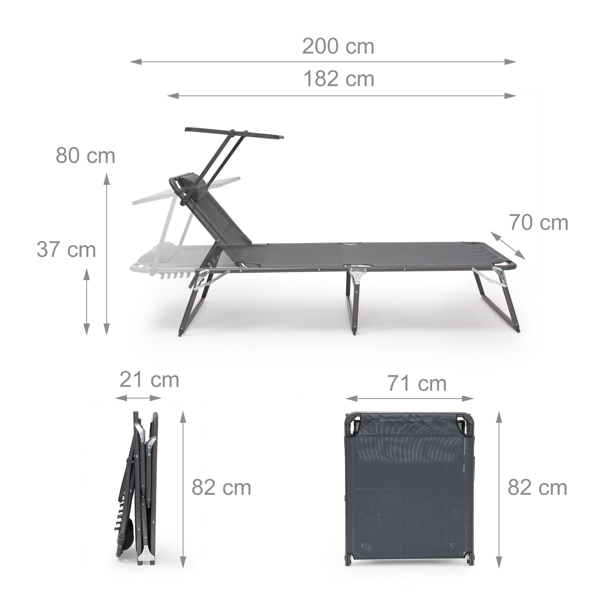 relaxdays-gartenliege-klappbar-mit-dach-anthrazit-37-x-70-x-200-cm image 2