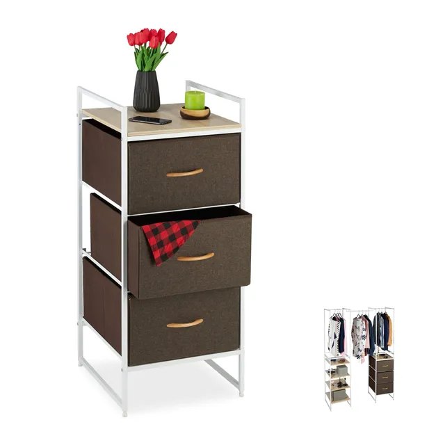 relaxdays-regalsystem-kleiderschrank-mit-3-schubladen-wei-braun-100-x-43-x-46-5- image 1