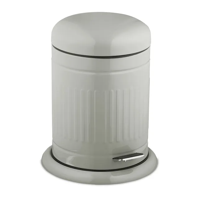relaxdays-treteimer-3-liter-mit-absenkautomatik-metall-retro-kosmetikeimer-grau image 1