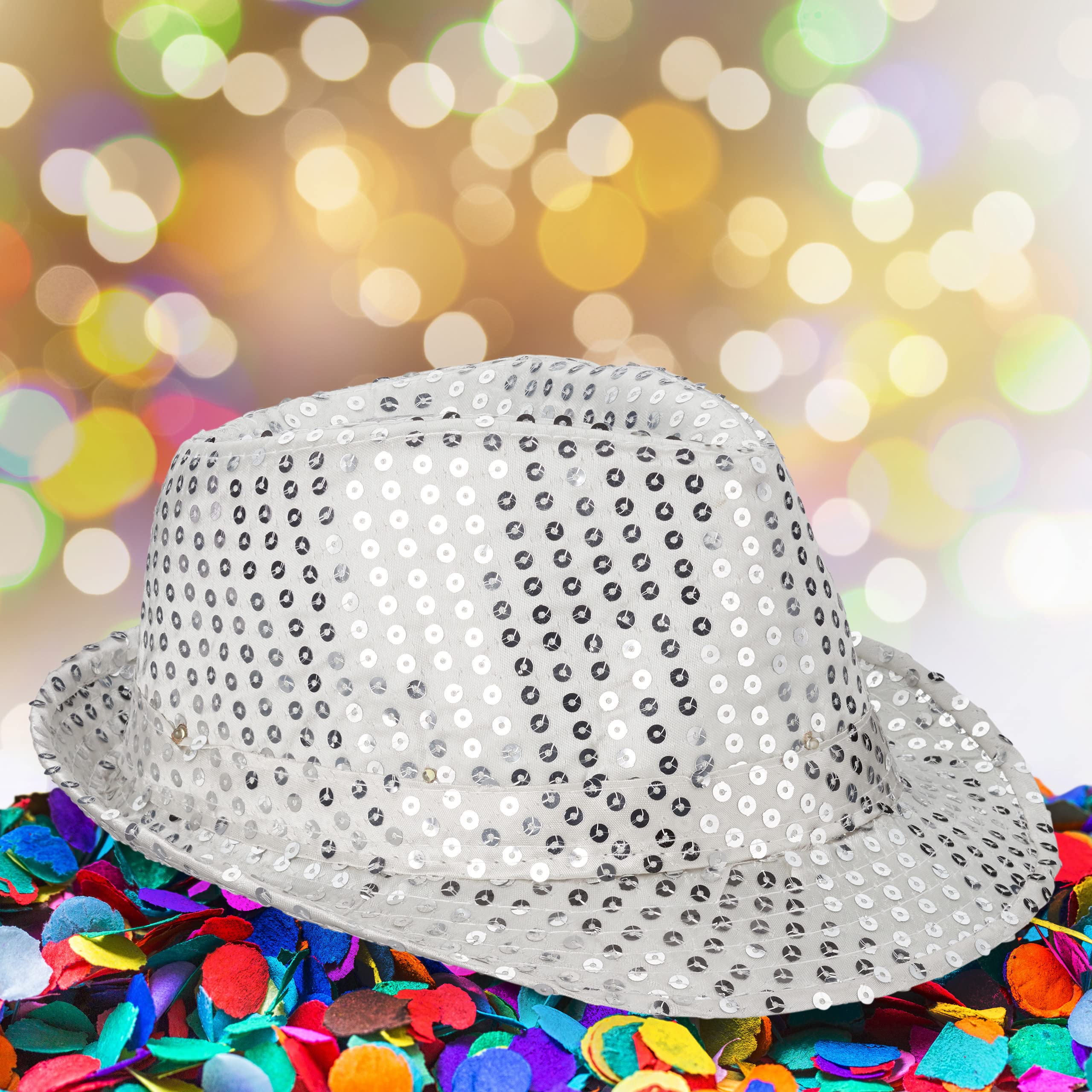 relaxdays-pailletten-hut-silber-mit-6-leds-und-glitzer-partyhut-einheitsgr-e image 3