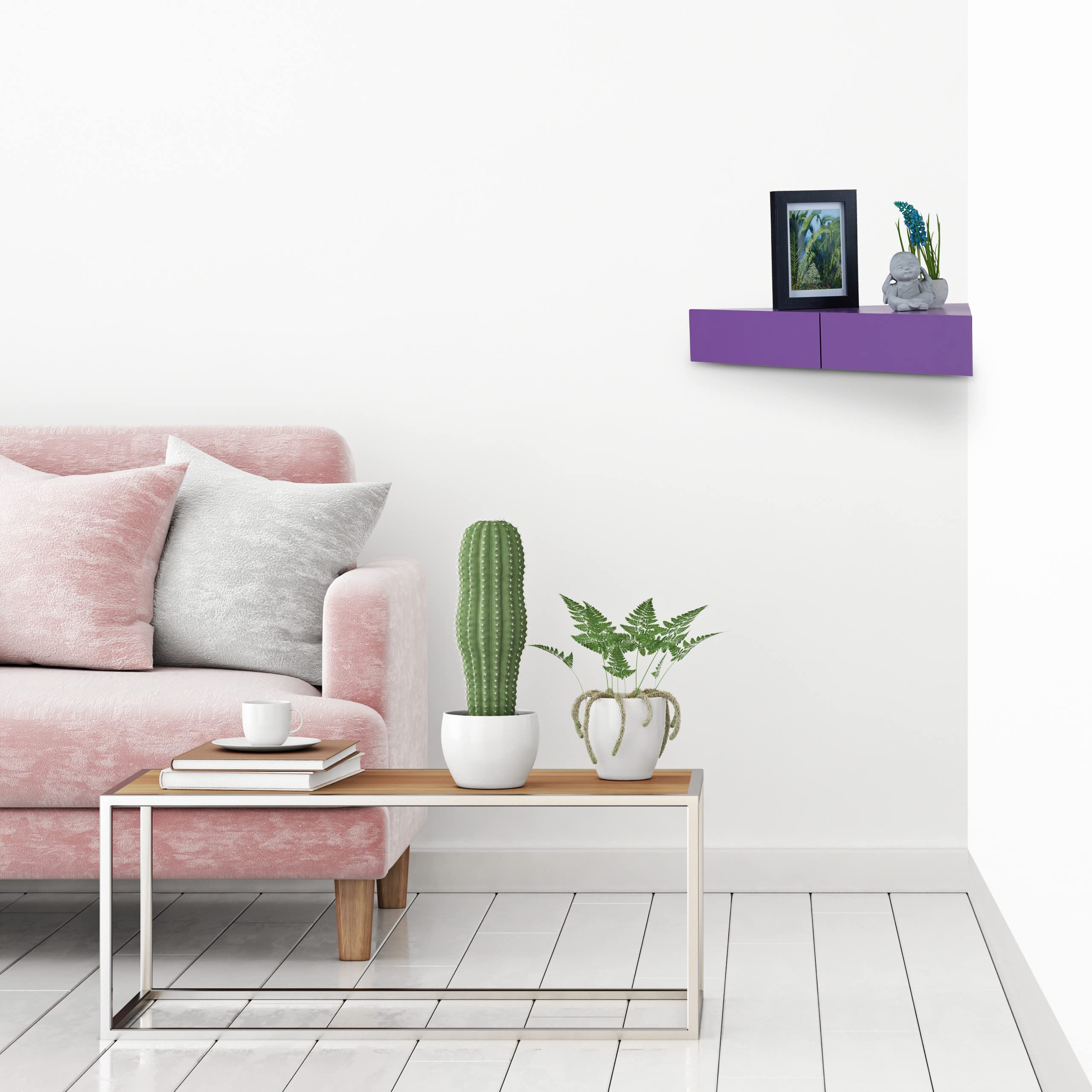 relaxdays-eck-wandregal-dreieck-mit-2-schubladen-8x60x30-cm-gr-n image 3