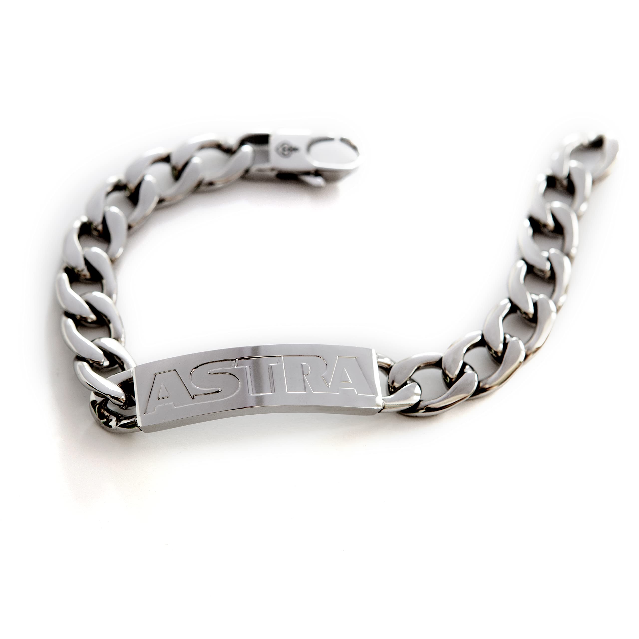 astra-armband-silber-aus-edelstahl-21-cm-gliederkette-12-mm-mit-plakette image 1