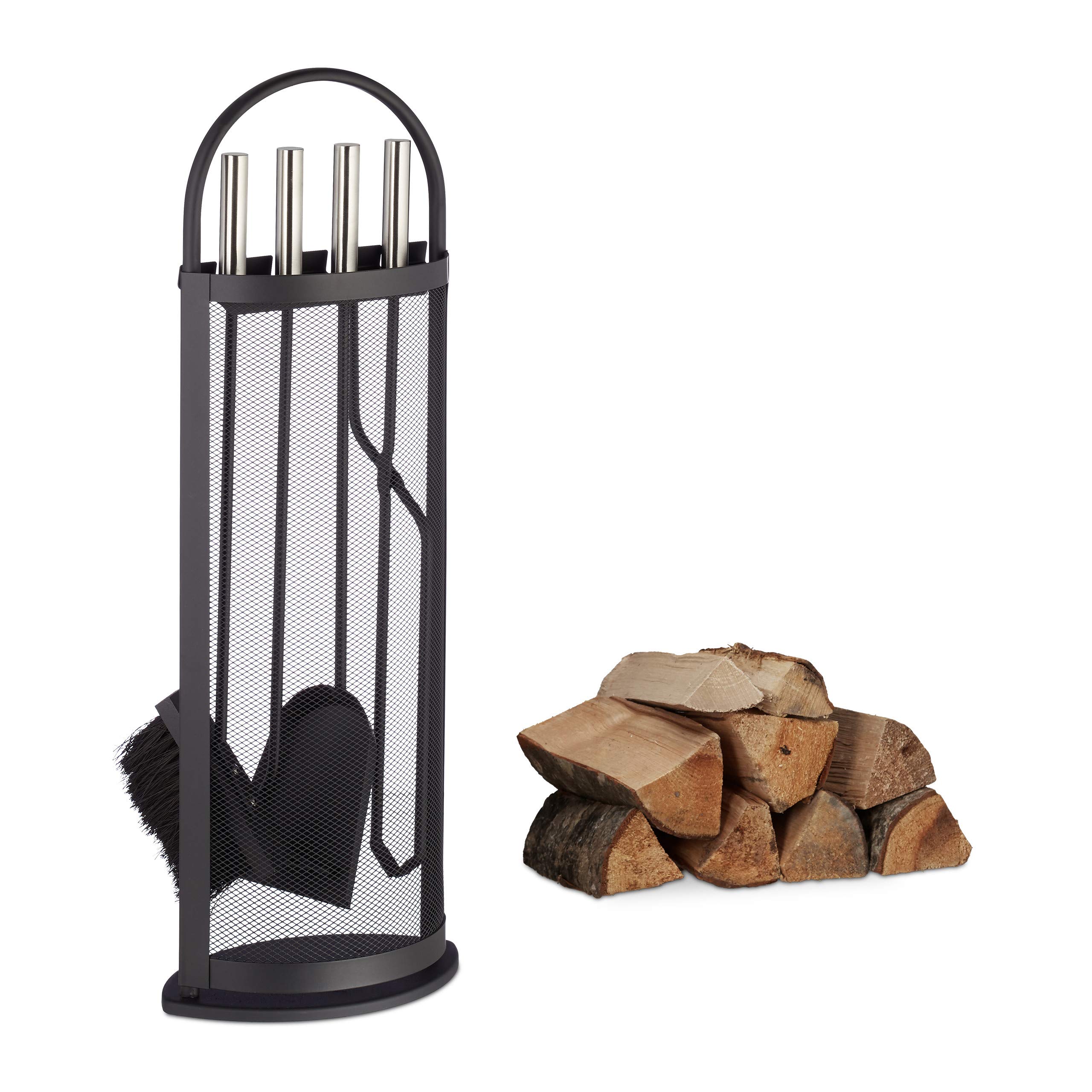 relaxdays-kaminbesteck-modern-5-teilig-stahl-schwarz-66-x-23-x-15-cm image 1