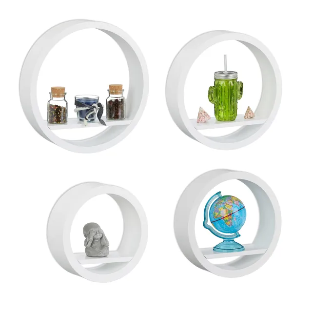 relaxdays-wandregal-rund-4er-set-mdf-wei image 1