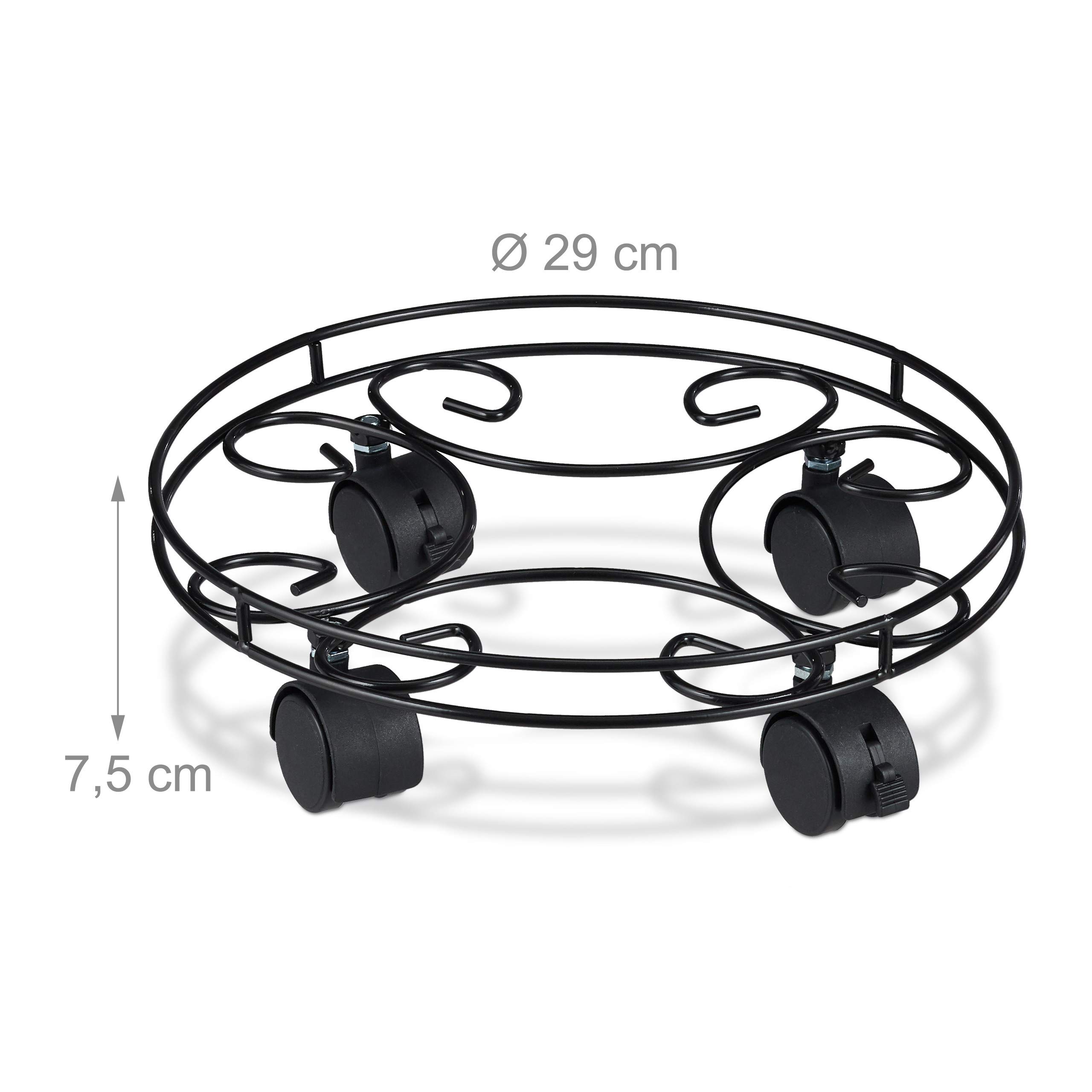 relaxdays-pflanzenroller-2er-set-rund-schwarz-rolluntersetzer-bis-28-cm-mit-brem image 4