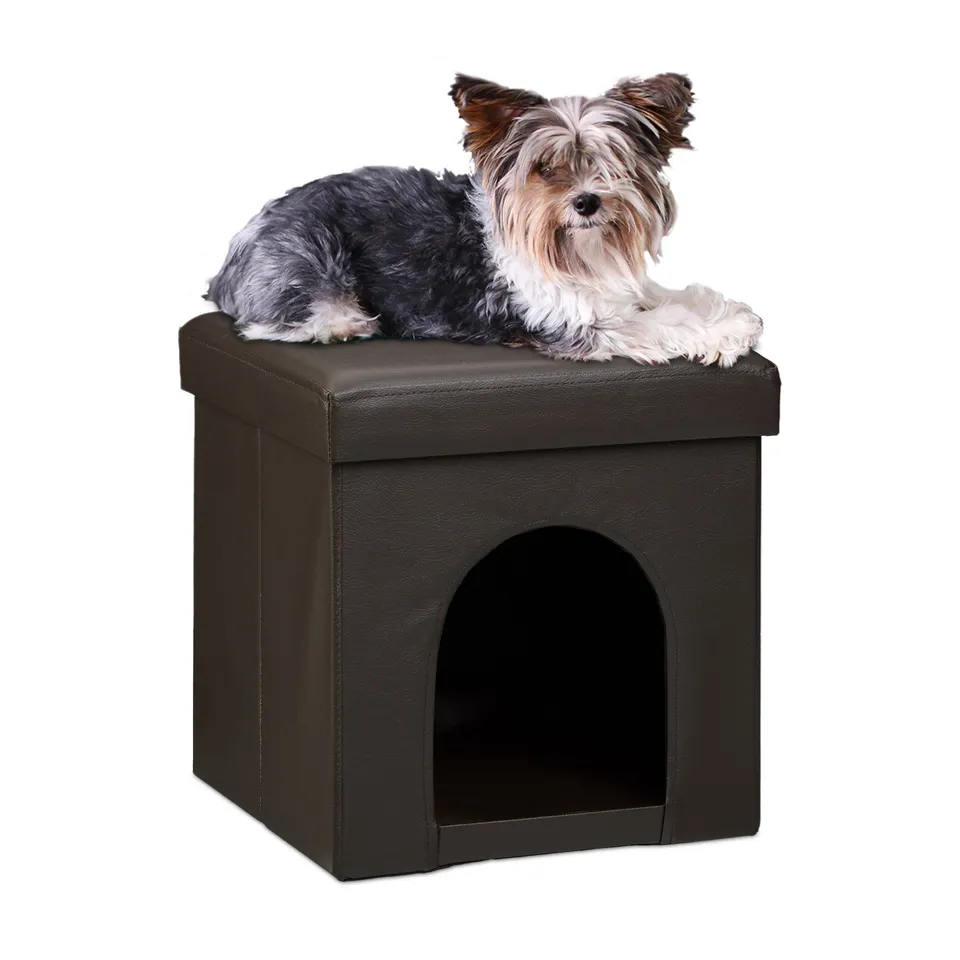 relaxdays-hundebox-sitzhocker-38-x-38-x-38-cm-tierh-hle-kunstleder-braun image 1