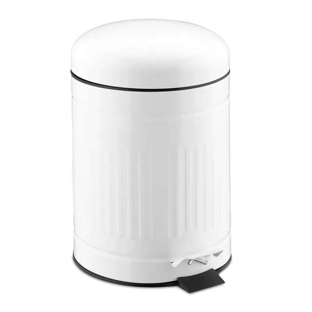 relaxdays-treteimer-5-l-wei-metall-bad-abfalleimer-mit-absenkautomatik-und-innen image 1
