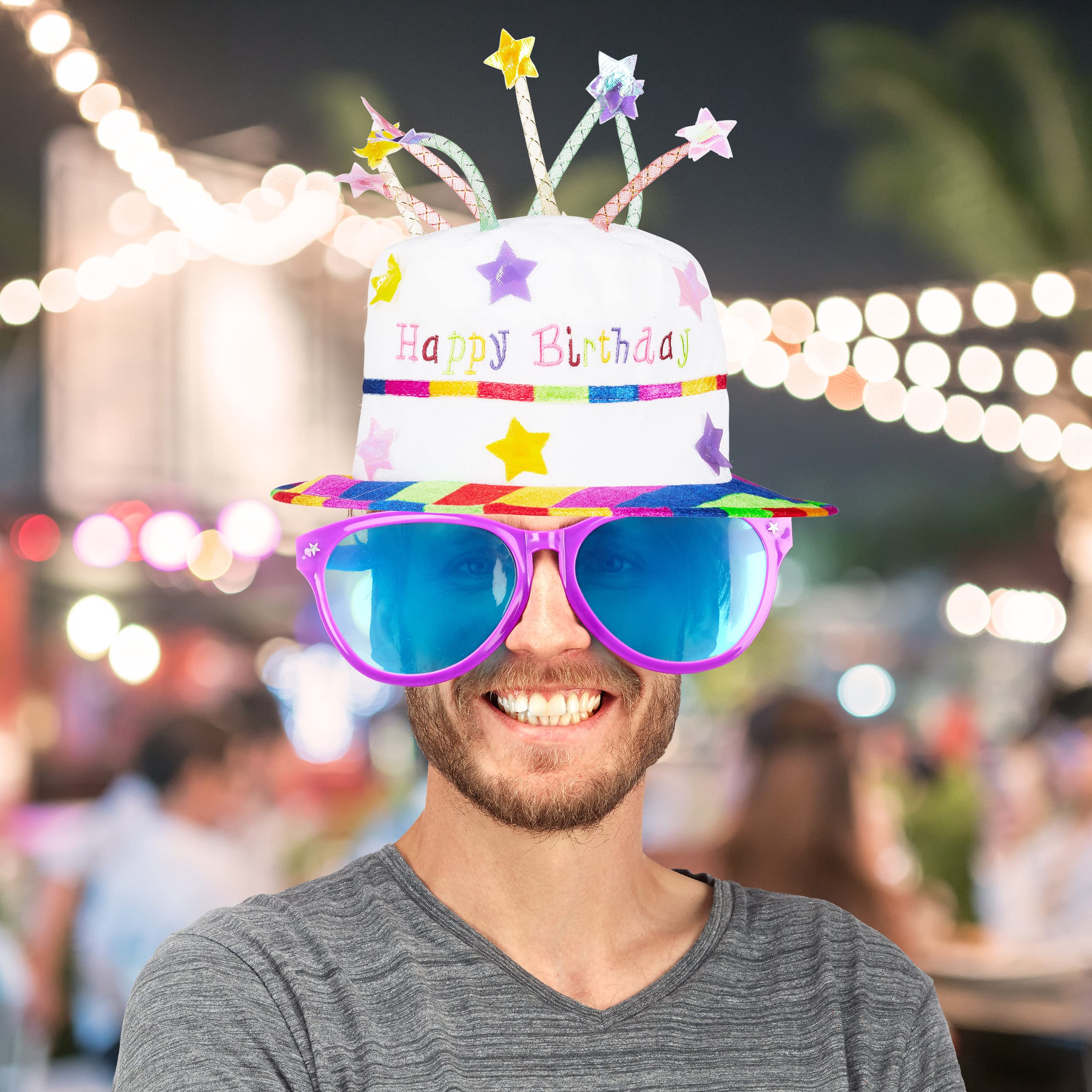relaxdays-happy-birthday-hut-torte-pl-sch-bunt-partyhut-29-x-32-cm image 2