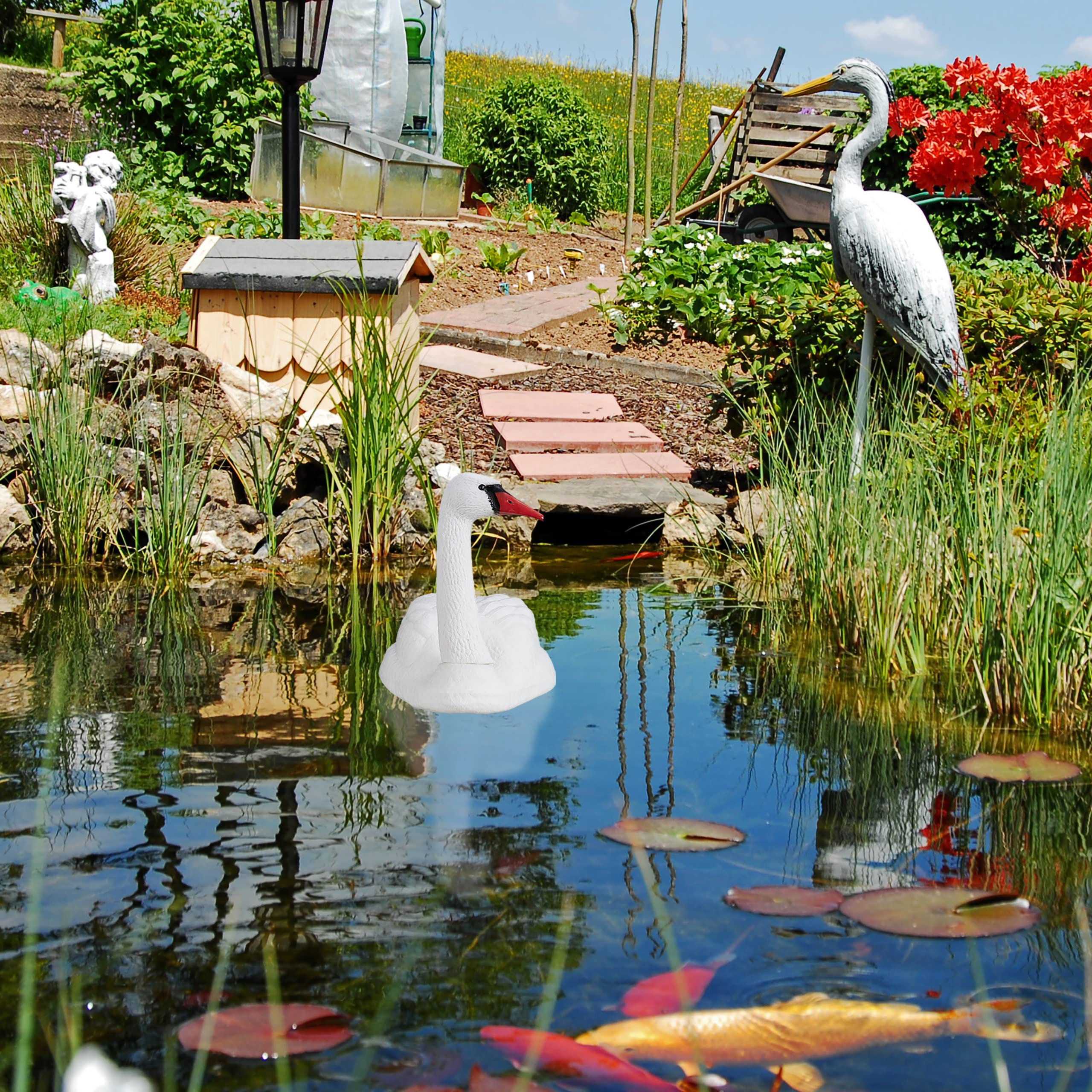 relaxdays-gartendeko-schwan-xxl-schwimmend-kunststoff-wei-42-5-x-81-x-34-cm image 2