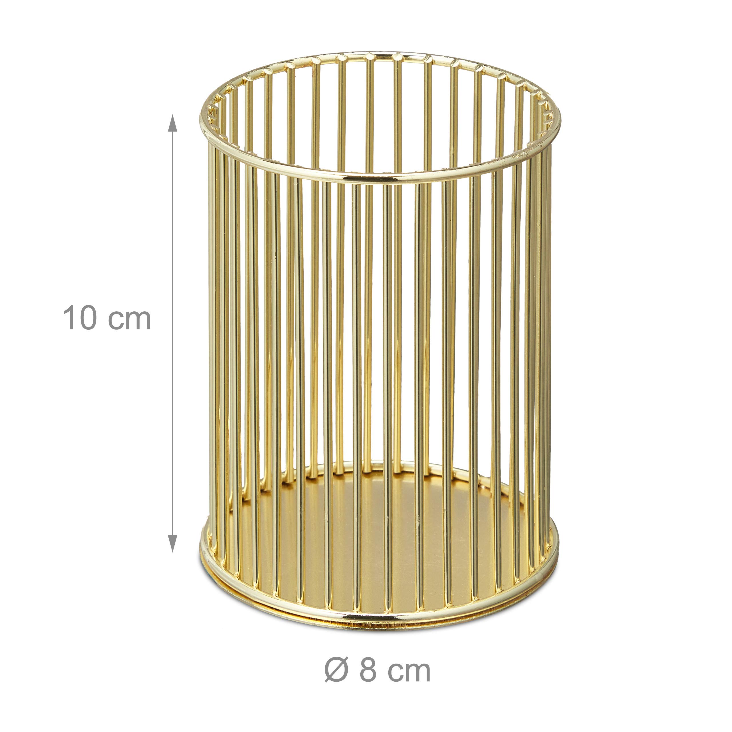 relaxdays-stiftehalter-rund-draht-gold-h-10-x-d-8-cm image 4