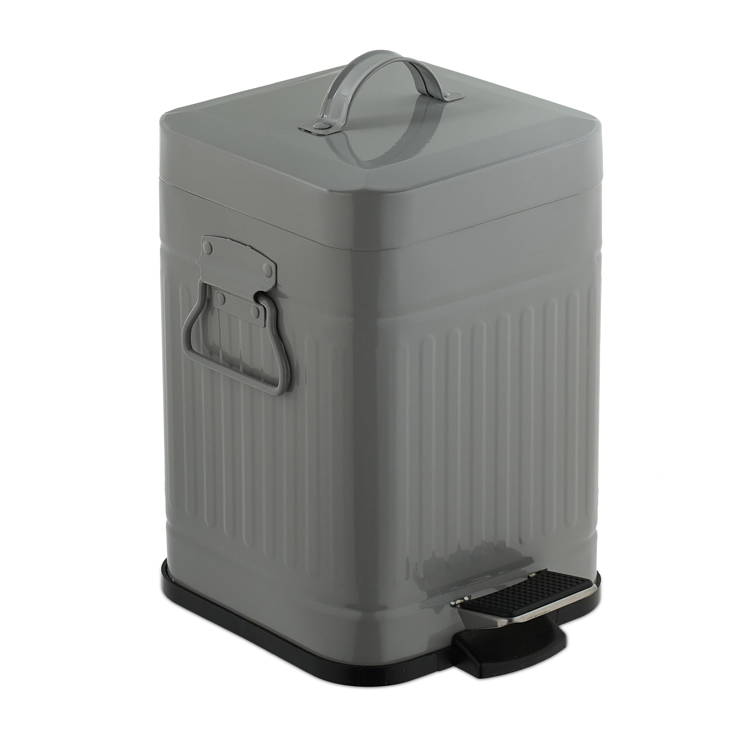 relaxdays-kosmetikeimer-3-liter-treteimer-eckig-hellgrau-soft-close image 1