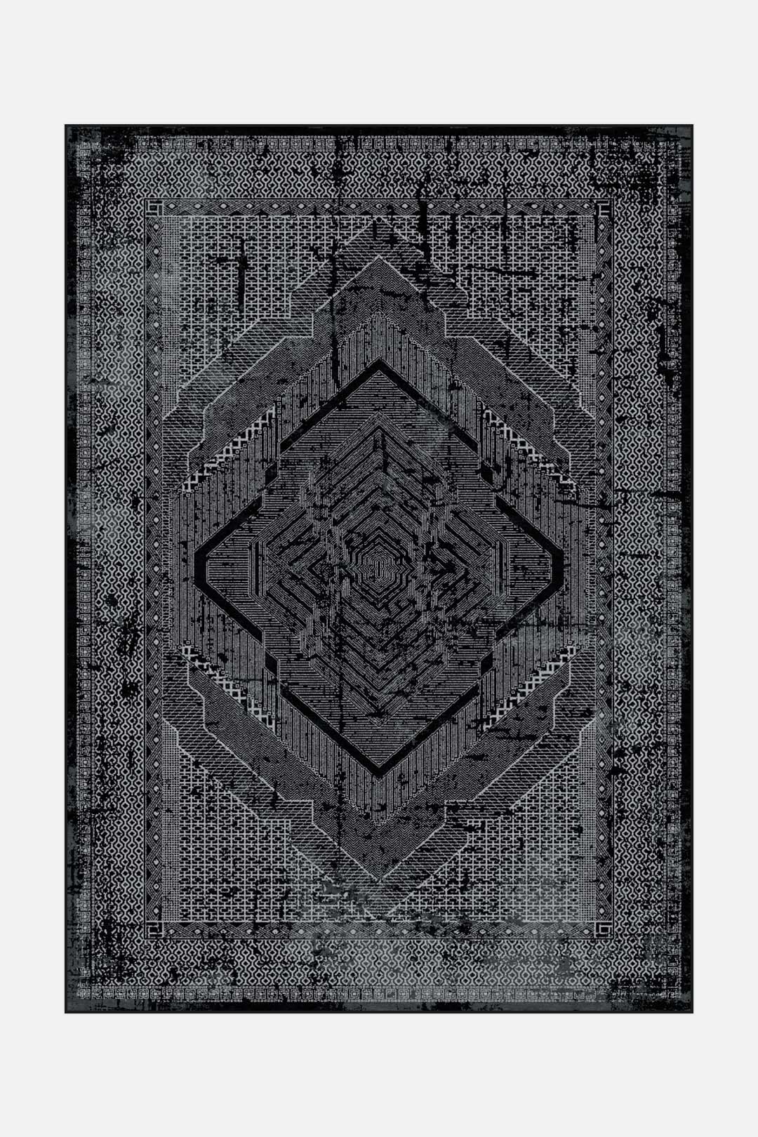 teppana-maria-ebenholz-teppich-waschbar-klassisch-grau-schwarz image 1