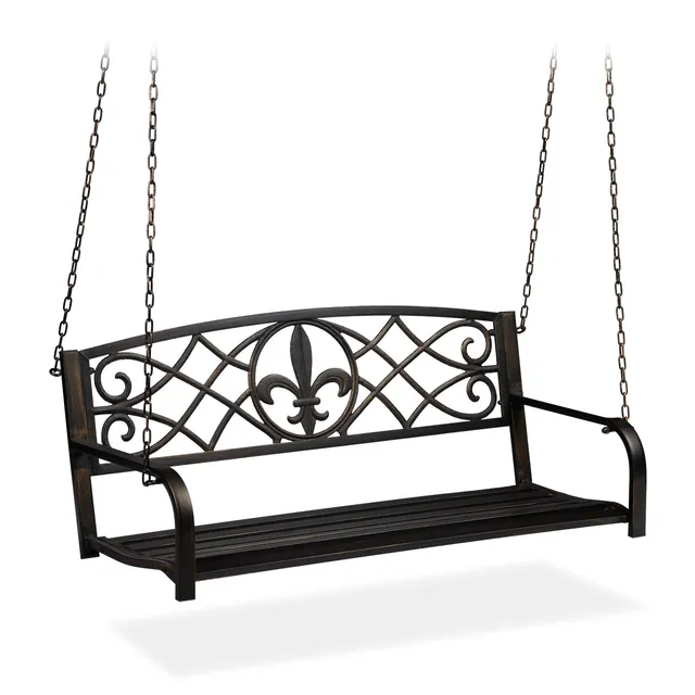 relaxdays-h-ngebank-2-sitzer-gartenschaukel-zum-aufh-ngen-vintage-design-metall- image 1
