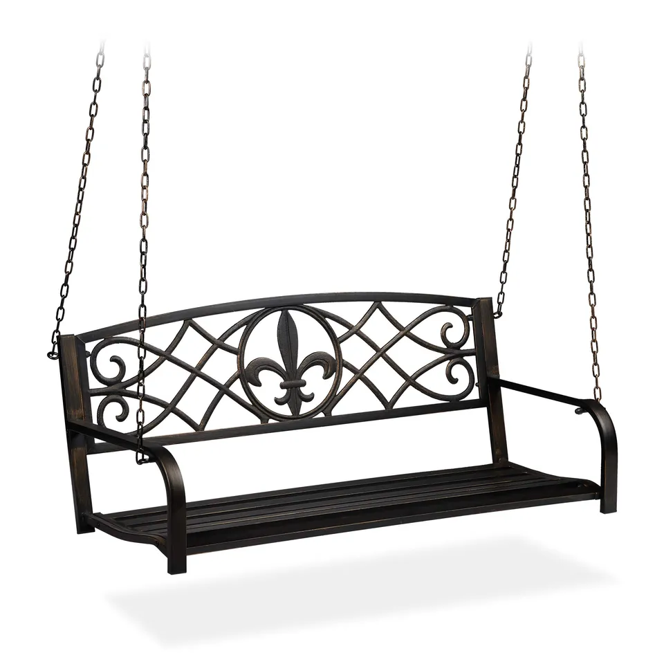 relaxdays-h-ngebank-2-sitzer-gartenschaukel-zum-aufh-ngen-vintage-design-metall- image 1