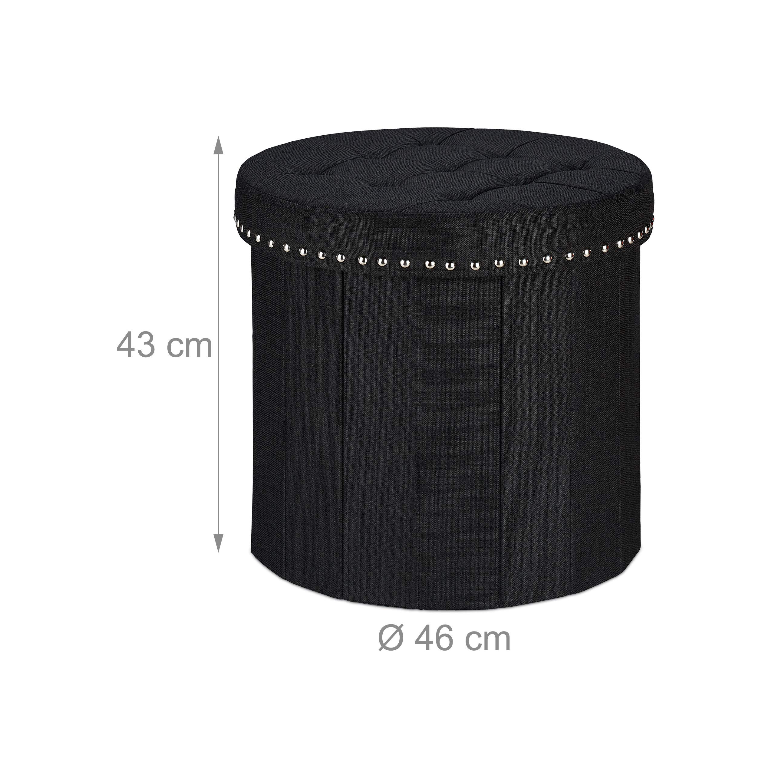 relaxdays-sitzhocker-rund-mit-stauraum-43x46-cm-schwarz image 3