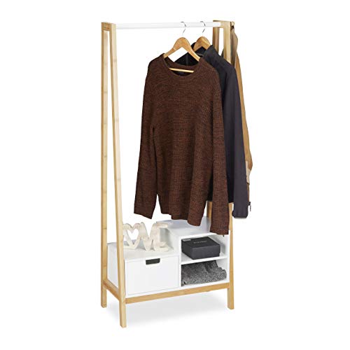 relaxdays-garderobenst-nder-bambus-mdf-mit-schublade-139-5x64-5x31-cm-natur-weis image 8