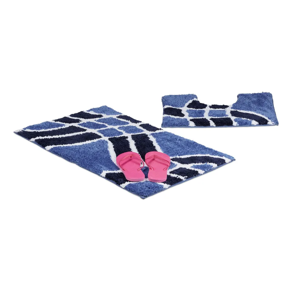 relaxdays-badgarnitur-2-teilig-wellenmuster-blau-80x50cm-waschbar image 1