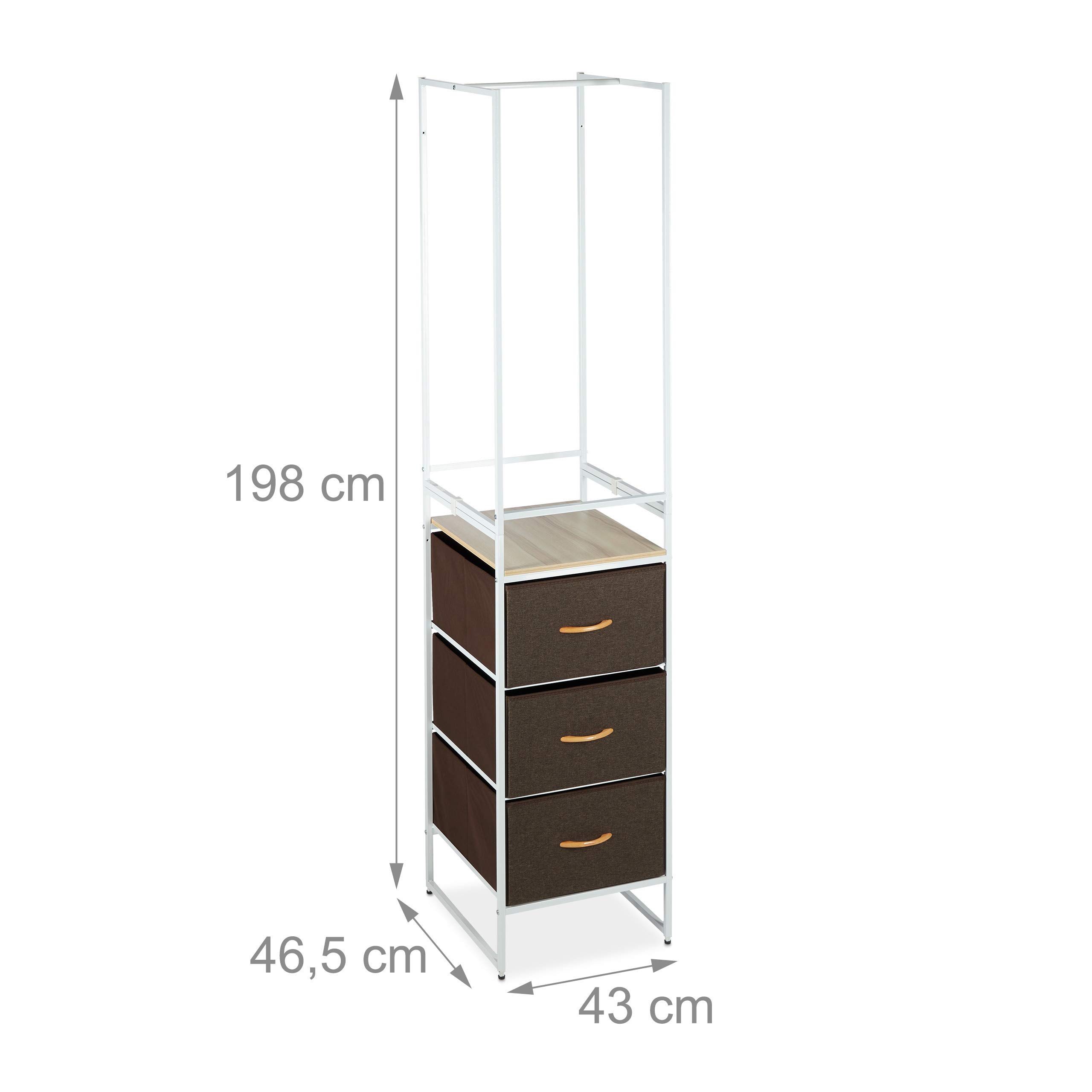 relaxdays-regalsystem-kleiderschrank-3-schubladen-kleiderstange-wei-braun image 4