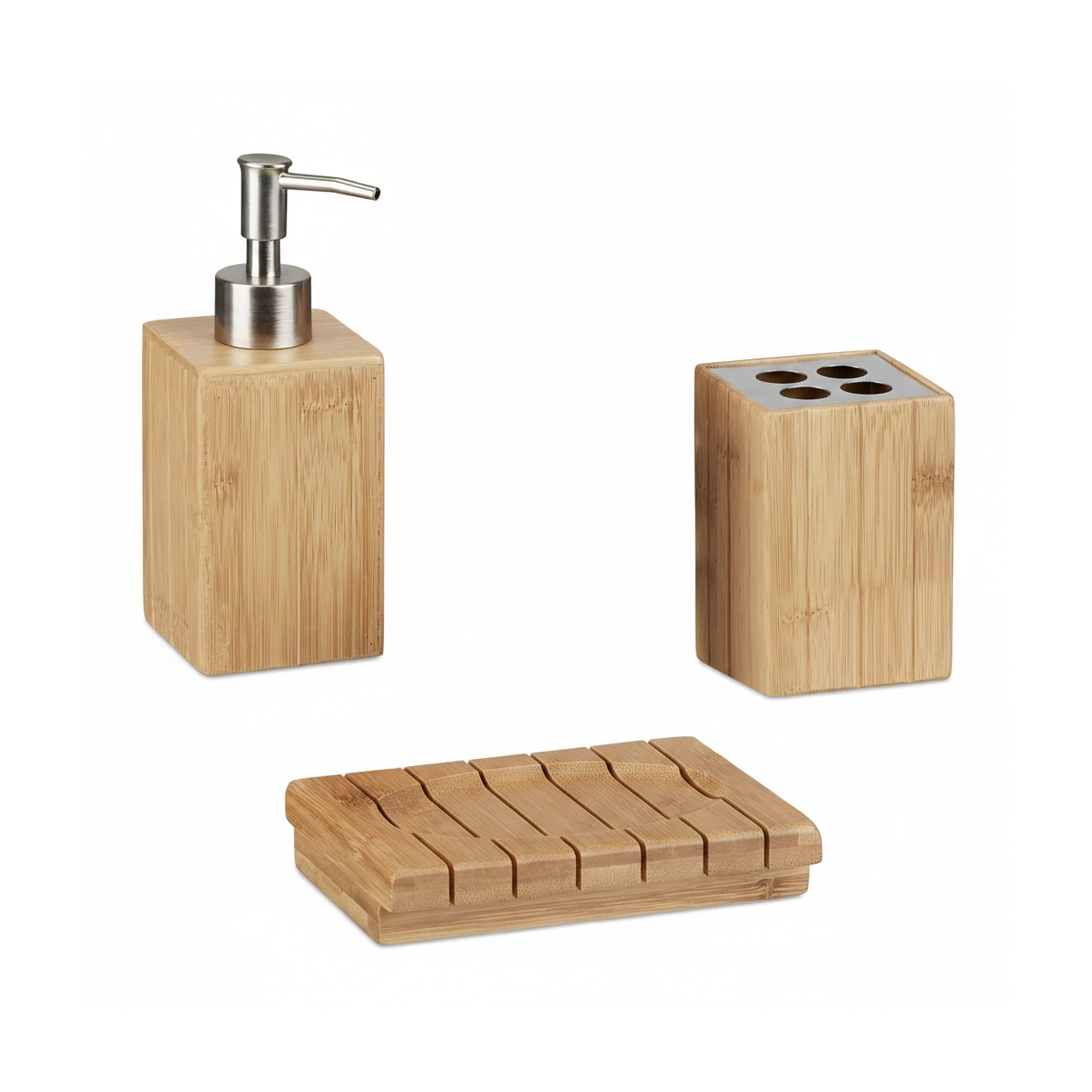 relaxdays-badaccessoires-bambus-3-teilig-seifenspender-seifenschale-zahnb-rstenh image 7