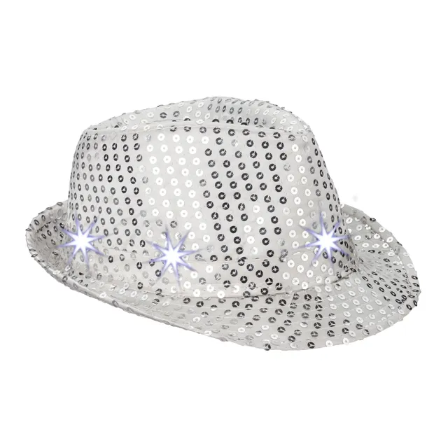 relaxdays-pailletten-hut-silber-mit-6-leds-und-glitzer-partyhut-einheitsgr-e image 1