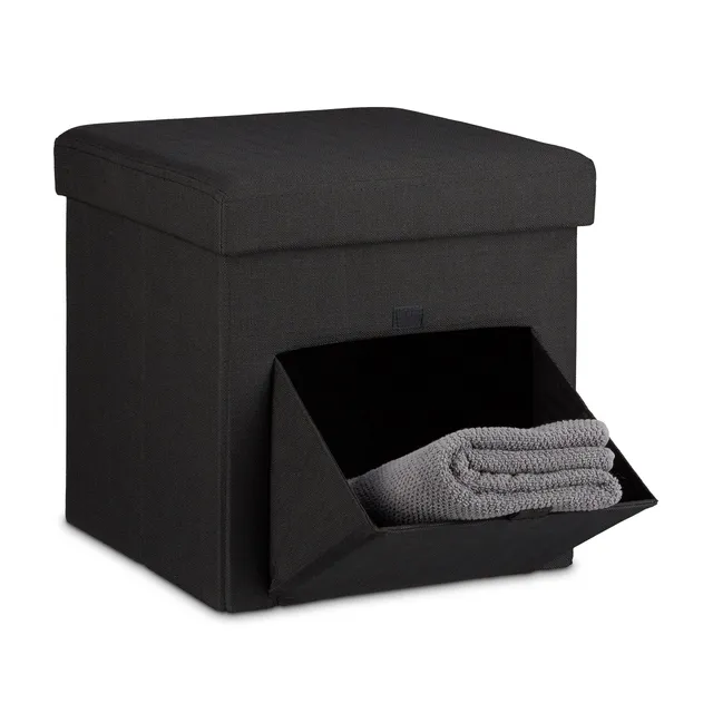 relaxdays-sitzhocker-faltbar-sitzbox-schwarz-38x38x38-cm image 1