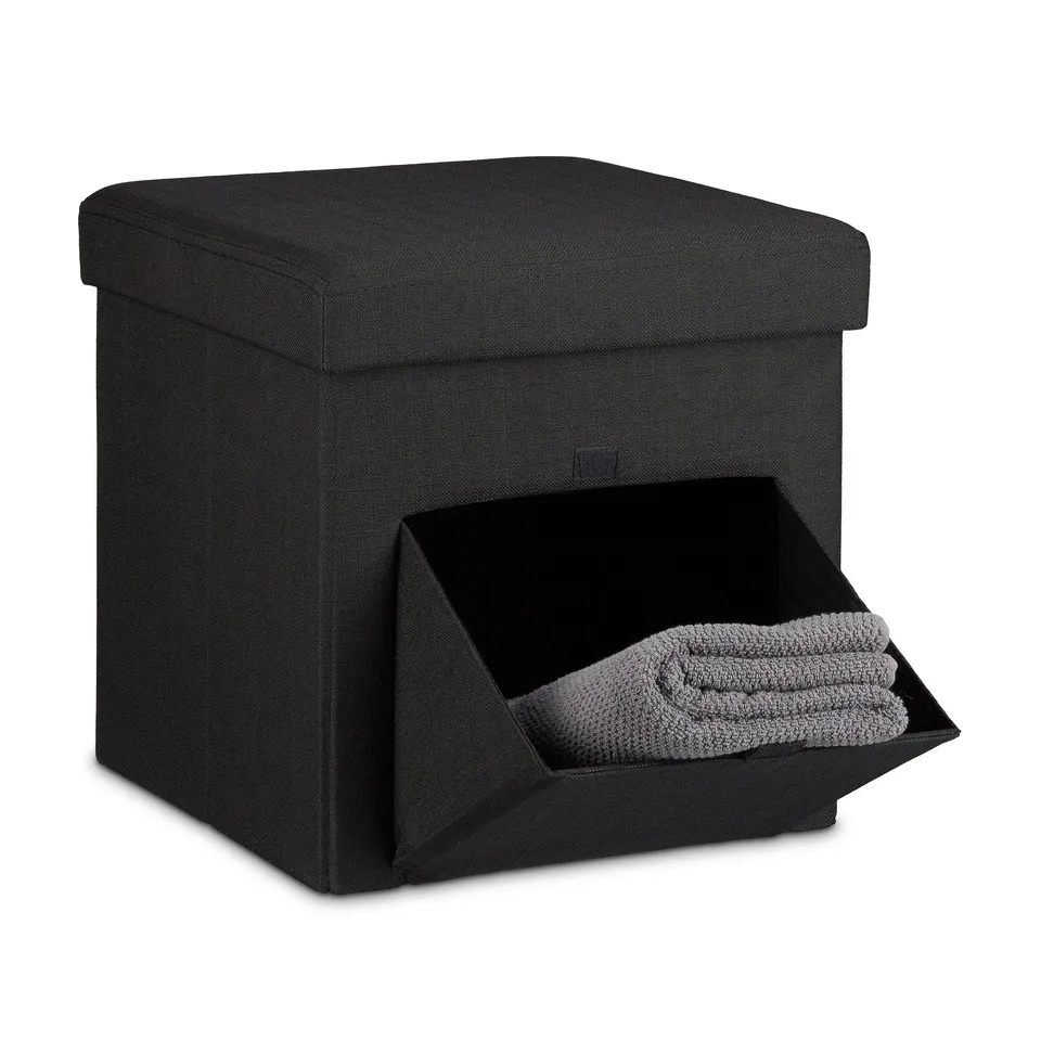 relaxdays-sitzhocker-faltbar-sitzbox-schwarz-38x38x38-cm image 1