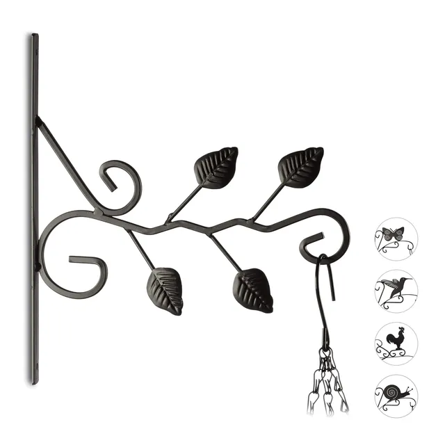 relaxdays-blumenhaken-mit-bl-tter-motiv-wandhalter-f-r-blumenampel-30-5-x-28-cm- image 1