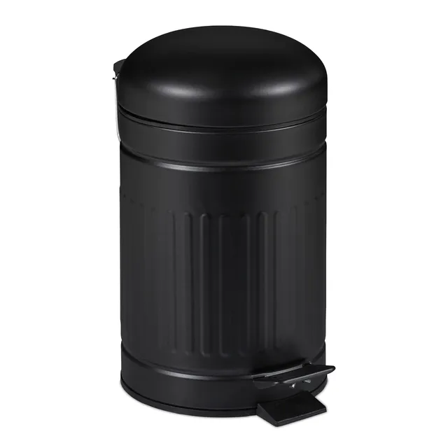 relaxdays-kosmetikeimer-3-liter-treteimer-metall-schwarz image 1