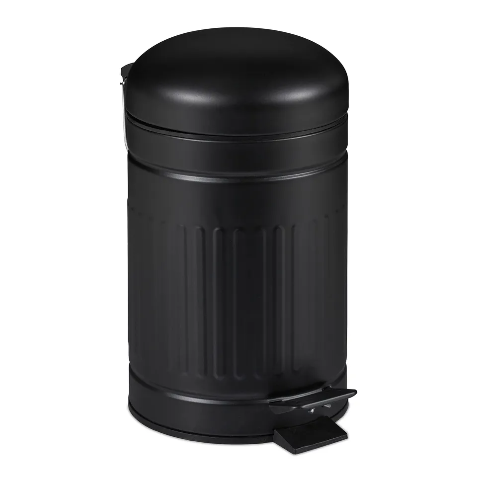 relaxdays-kosmetikeimer-3-liter-treteimer-metall-schwarz image 1