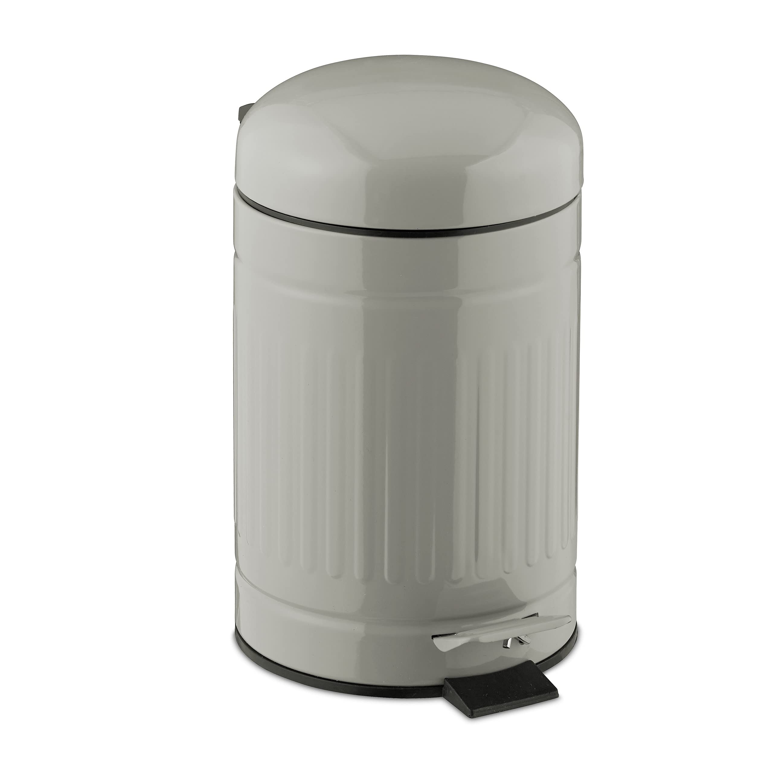 relaxdays-kosmetikeimer-3-liter-metall-treteimer-hellgrau image 1